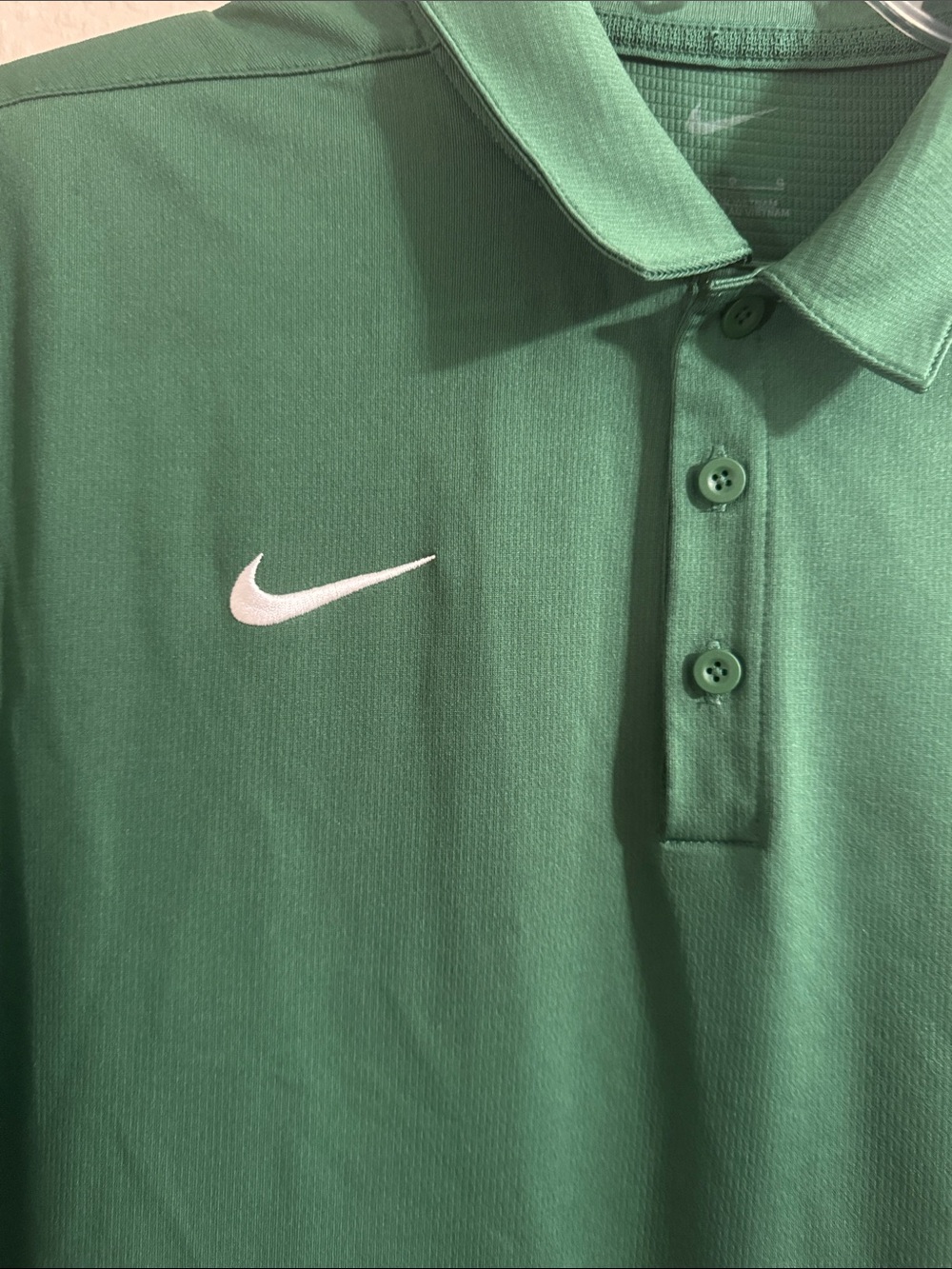 Nike Men's Dark Green Polo with White Swoosh - Picture 4 of 8